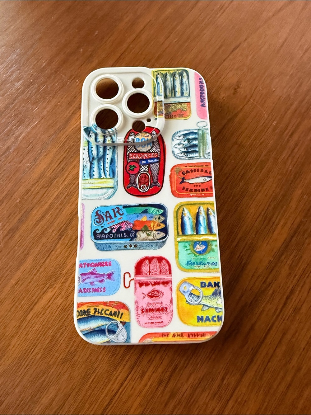 White Sardine Can Art Phone Case with Multi-Color Prints